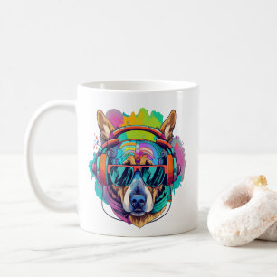 Groovy Canine Vibes : Cool Dog with Headphones Coffee Mug