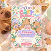 Groovy Capybara Birthday Party Retro Pastel Floral