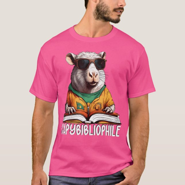 Groovy Capybibliophile Librarian Bookworm Book Cap T-Shirt (Front)
