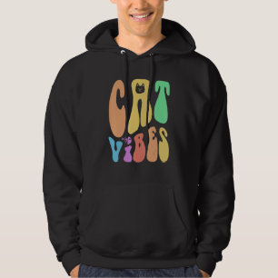 Groovy CAT VIBES Paws Dad Humour Pet Loving Retro Hoodie