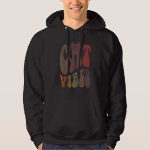 Groovy CAT VIBES Paws Dad Peace Love Pet Loving Re Hoodie