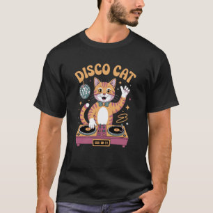Groovy Cat with Sunglasses, Disco Ball and DJ Turn T-Shirt