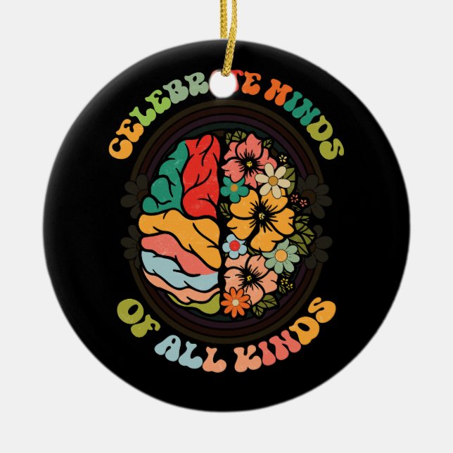 Groovy Celebrate Minds Of All Kinds Neurodiversity Ceramic Tree Decoration (Front)
