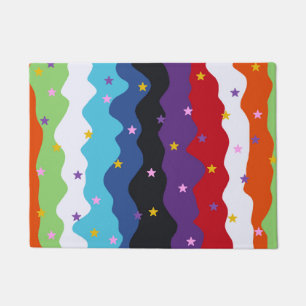 Groovy Celestial Stripe Bold Colourful Abstract  Doormat