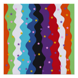 Groovy Celestial Stripe Bold Colourful Abstract Poster