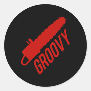Groovy Chainsaw For Halloween Graphic Tee Classic Round Sticker