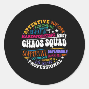 Groovy Chaos Squad Coordinator Funny First Day Of Classic Round Sticker