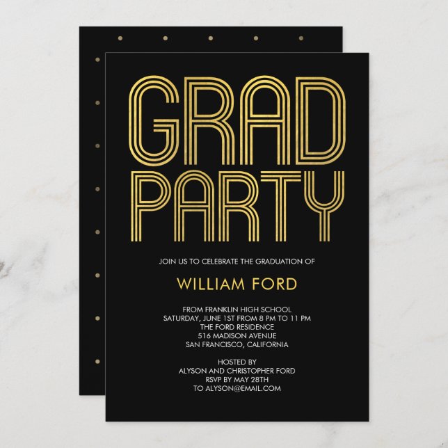Groovy Charm EDITABLE COLOR Graduation Invitation (Front/Back)