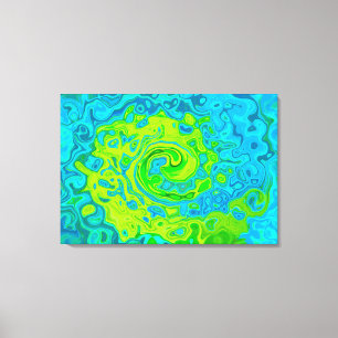 Groovy Chartreuse and Aquamarine Liquid Swirl Canvas Print