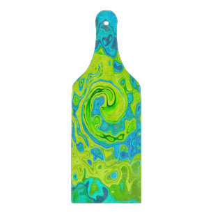 Groovy Chartreuse and Aquamarine Liquid Swirl Cutting Board