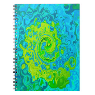 Groovy Chartreuse and Aquamarine Liquid Swirl Notebook