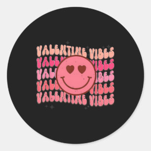 Groovy Checkered Valentine Vibes Valentines Day Gi Classic Round Sticker