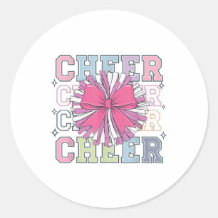 Groovy Cheer Coquette Bow Cheerleading Lover Cheer Classic Round Sticker