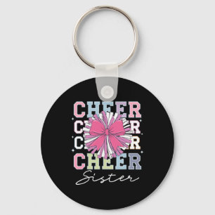 Groovy Cheer Sister Coquette Bow Cheerleading Chee Key Ring
