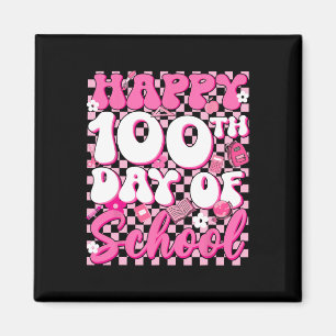 Groovy Chequered Happy 100th Day Of School Girl Ki Magnet