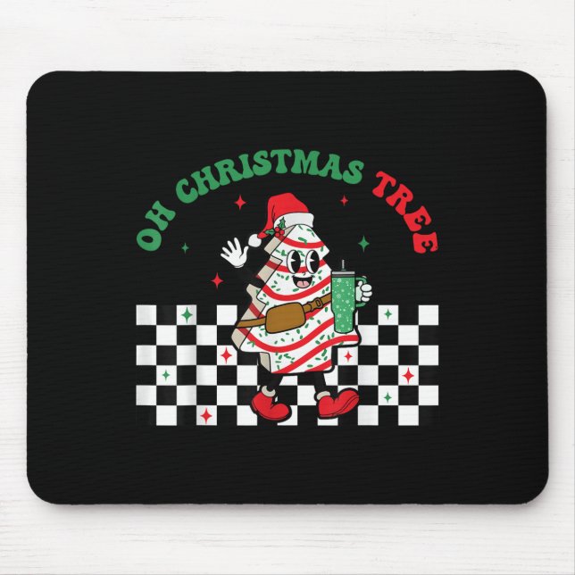 Groovy Chequered Oh Christmas Tree Cakes For Cake  Mouse Mat (Front)