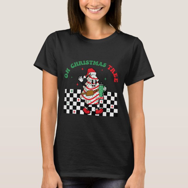 Groovy Chequered Oh Christmas Tree Cakes For Cake  T-Shirt (Front)