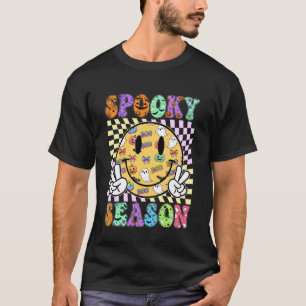 Groovy Chequered Spooky Season Funny Halloween Men T-Shirt