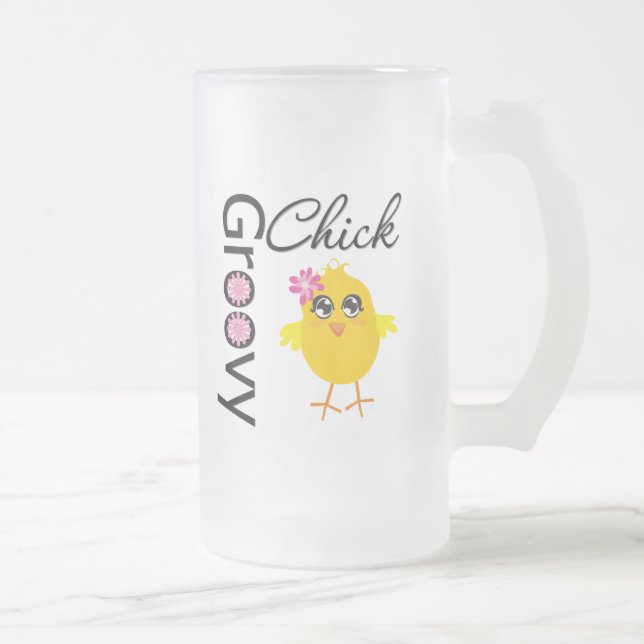 Groovy Chick Frosted Glass Beer Mug (Right)