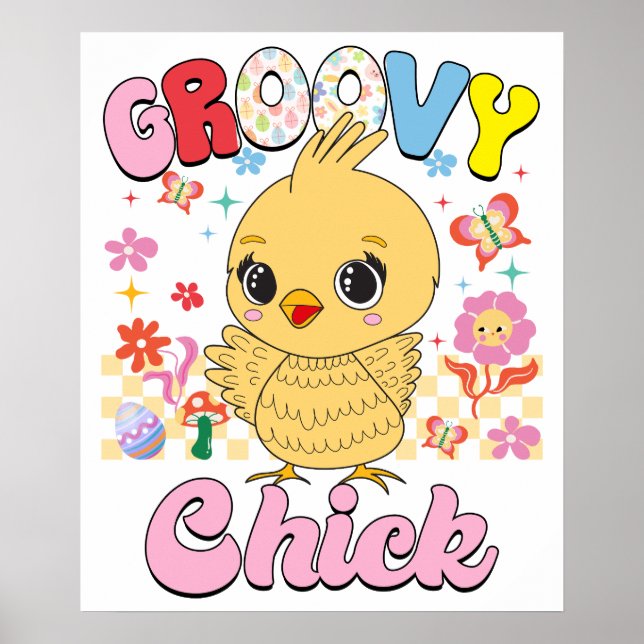 groovy chick, retro, vintage poster (Front)