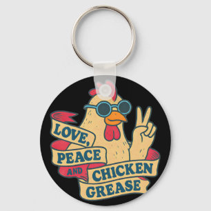 Groovy Chicken Love, Peace And Chicken Grease - Vi Key Ring