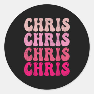 Groovy Chris First Name D I Love Chris Tees Meme  Classic Round Sticker