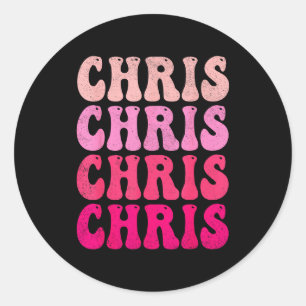 Groovy Chris First Name D I Love Chris Tees Meme  Classic Round Sticker