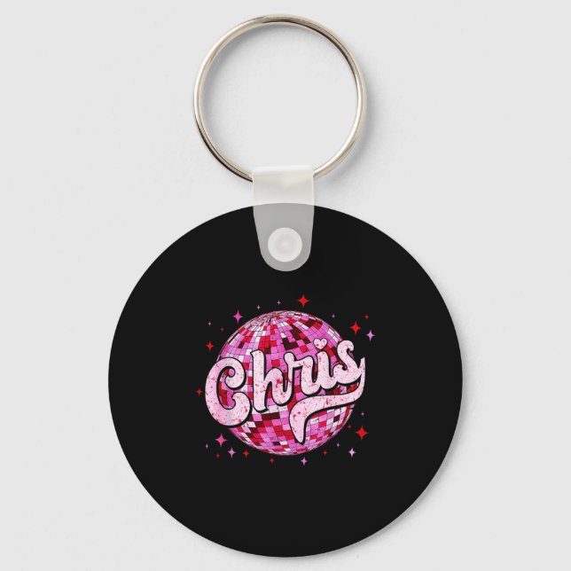 Groovy Chris First Name D I Love Chris Tees Meme  Key Ring (Front)