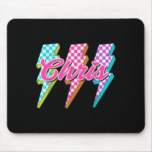 Groovy Chris Lightning Bolt Checkered I Love Meme  Mouse Mat