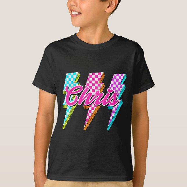 Groovy Chris Lightning Bolt Checkered I Love Meme  T-Shirt (Front)
