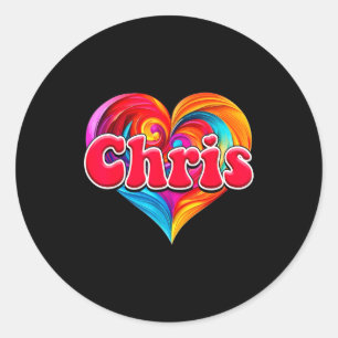 Groovy chris name i love chris 80's90's funny classic round sticker