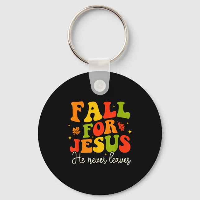 Groovy Christian Sayings Halloween Fall For Jesus  Key Ring (Front)
