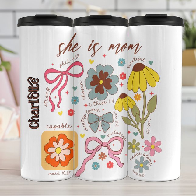 Groovy Christian She Is Mum Design Thermal Tumbler (Creator Uploaded)