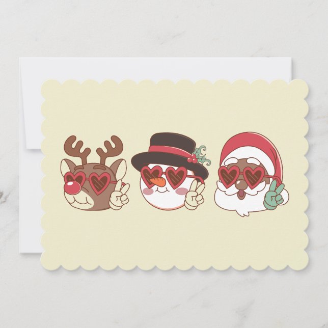 groovy christmas black santa reindeer snowman invitation (Front)