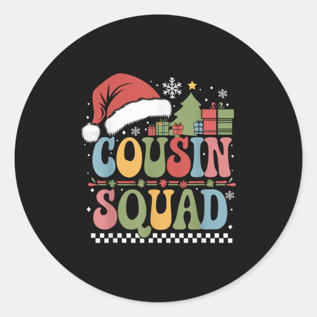 Groovy Christmas Cousin Squad Xmas Matching Boys G Classic Round Sticker (Front)