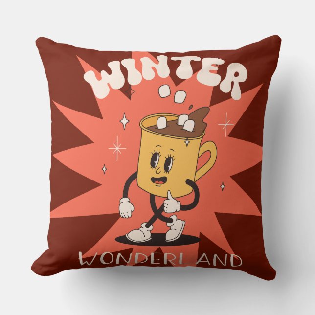 Groovy Christmas Day Throw Pillow (Front)