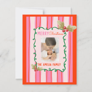 Groovy Christmas Doodle Photo Holiday Card