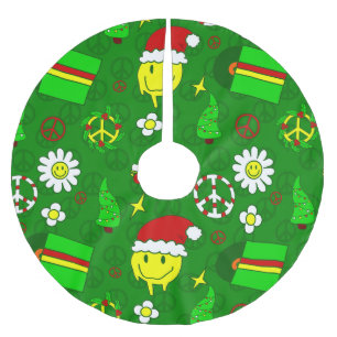 groovy christmas happy face santa 1970s brushed polyester tree skirt