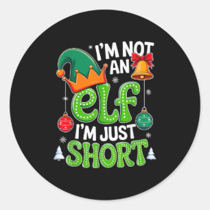 Groovy Christmas Im Not An Elf Just Short Xmas Squ Classic Round Sticker