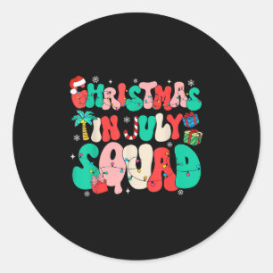 Groovy Christmas In July Squad Hawaii Beach Summer Classic Round Sticker