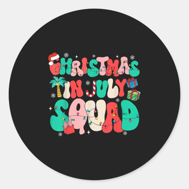 Groovy Christmas In July Squad Hawaii Beach Summer Classic Round Sticker (Front)
