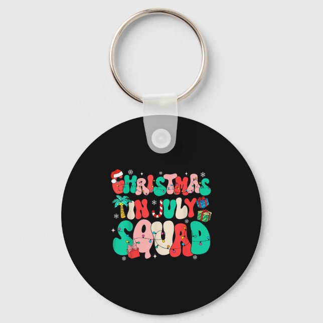 Groovy Christmas In July Squad Hawaii Beach Summer Key Ring (Front)