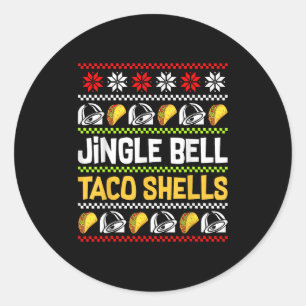 Groovy Christmas Jingle Bells Taco Shells Ugly Xma Classic Round Sticker