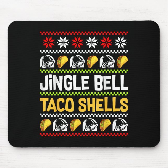 Groovy Christmas Jingle Bells Taco Shells Ugly Xma Mouse Mat (Front)