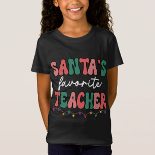 Groovy Christmas Lights Santas Favourite Teacher T-Shirt