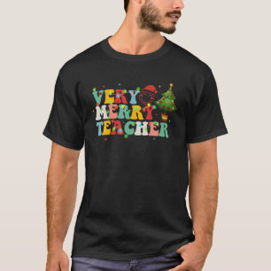 Groovy Christmas merry bright teacher student hipp T-Shirt