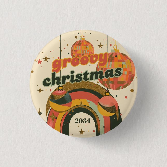 Groovy Christmas Party Retro 70's Theme 3 Cm Round Badge (Front)