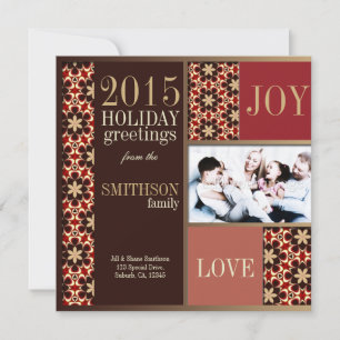 Groovy Christmas Red Gold Holiday Photo Card