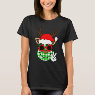 Groovy Christmas Reindeer Face Team Santa Elf Squa T-Shirt