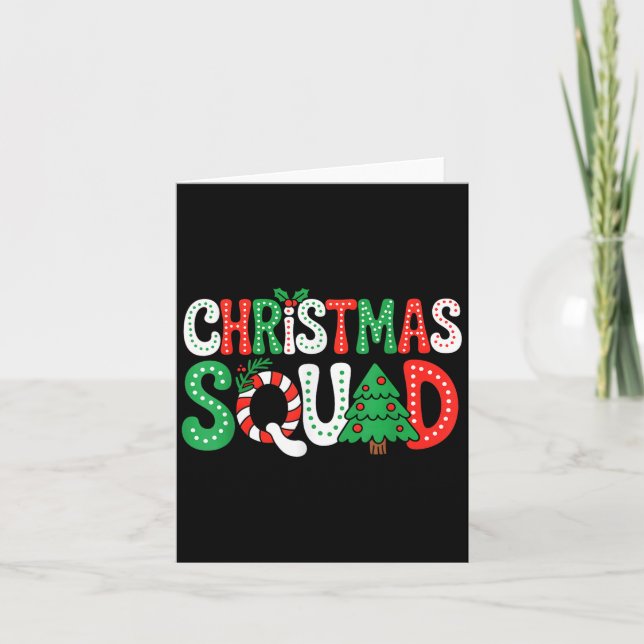 Groovy Christmas Squad Xmas Tree Family Matching P Card (Front)